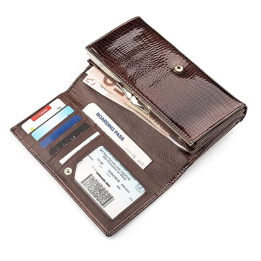 Гаманець жіночий ST Leather 18431 (S9001A) лакована шкіра коричневий - фото 9