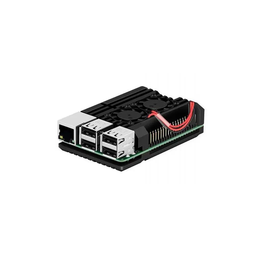 Додаткове обладнання для Мікро ПК Raspberry Pi радіатор для 4B алюмінієвий з 2 кулерами (RA503) - фото 2