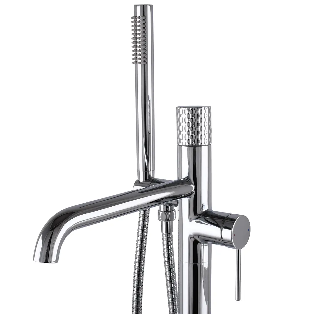 Змішувач для ванни TOPAZ LOFT TLF 32113R-H39-C підлоговий хромований для ретро хай-тек стилю з картриджем D35 - фото 7