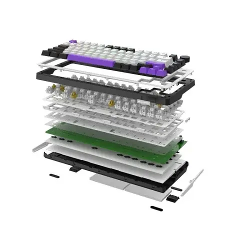 Клавіатура бездротова Hator Hellyberry HK75, White/Violet, Bluetooth / USB 2.4GHz / USB, механічна (перемикачі Hellyberry Linear), формат 75% (82 кнопки), RGB підсвічування з індивідуальним налаштуванням кожної кнопки, UA/EN, акумулятор 4000 mAh - фото 6
