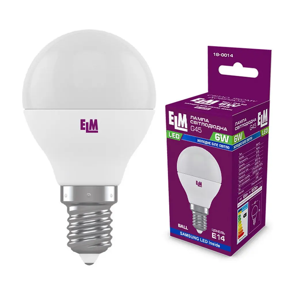Лампочка ELM D45 6W PA10 E14 4000K (18-0014.)
