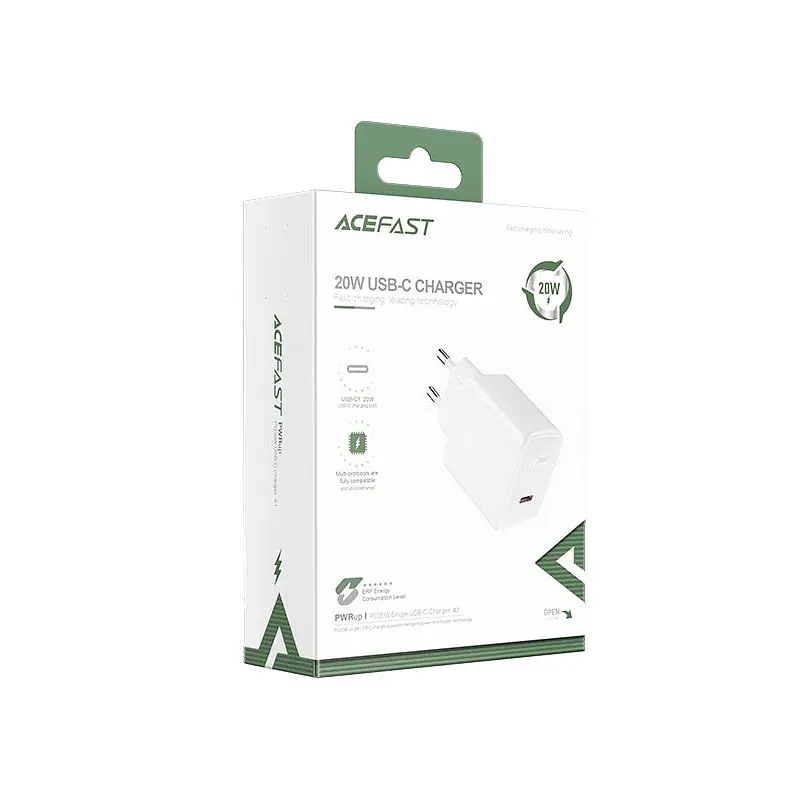 Мережевий зарядний пристрій ACEFAST A1 PD20W single USB-C charger білий - фото 2