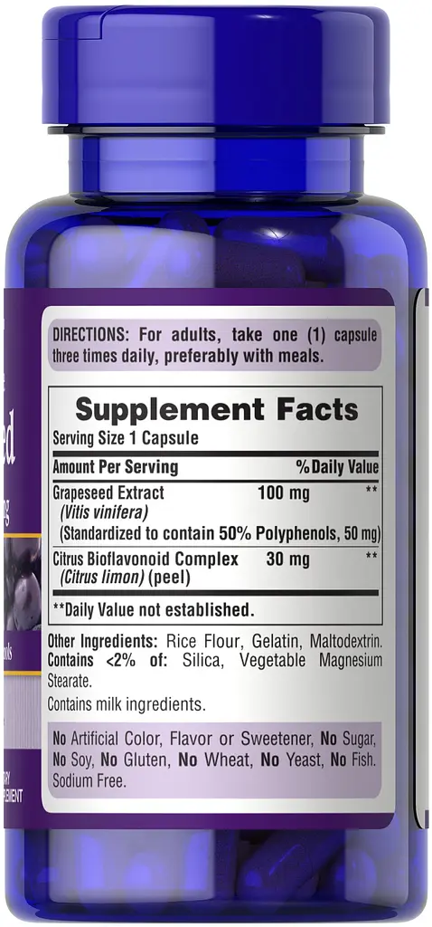 Натуральна добавка Puritan's Pride Grapeseed Extract 100 mg 100 капсул - фото 2