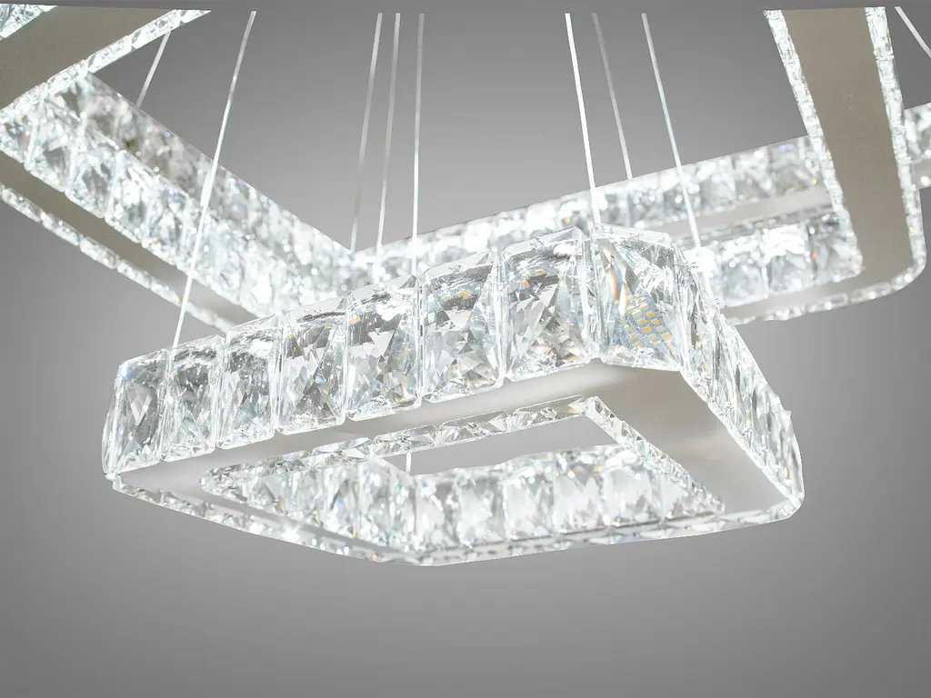 Шикарна кришталева люстра для високих стель 120 Вт Diasha 7220-3D/650+450+250 - фото 4
