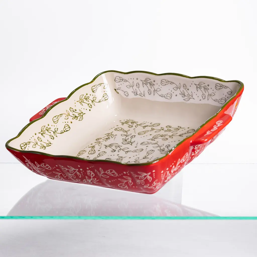 Форма для запекания Vintage 28×24×6 (см) квадратная форма для выпекания в духовке с ручками Красный Yiwu HM04-15 - фото 5