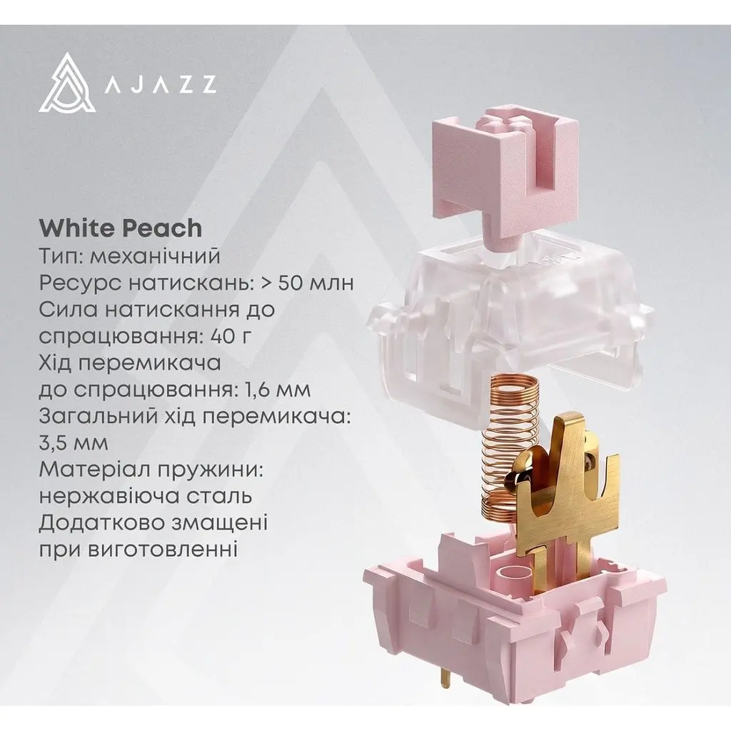 Клавіатура Ajazz AK820 V2 White Peach Switch Purple/White/Blue (AK820-V2-WP-PWB) [175695] - фото 6