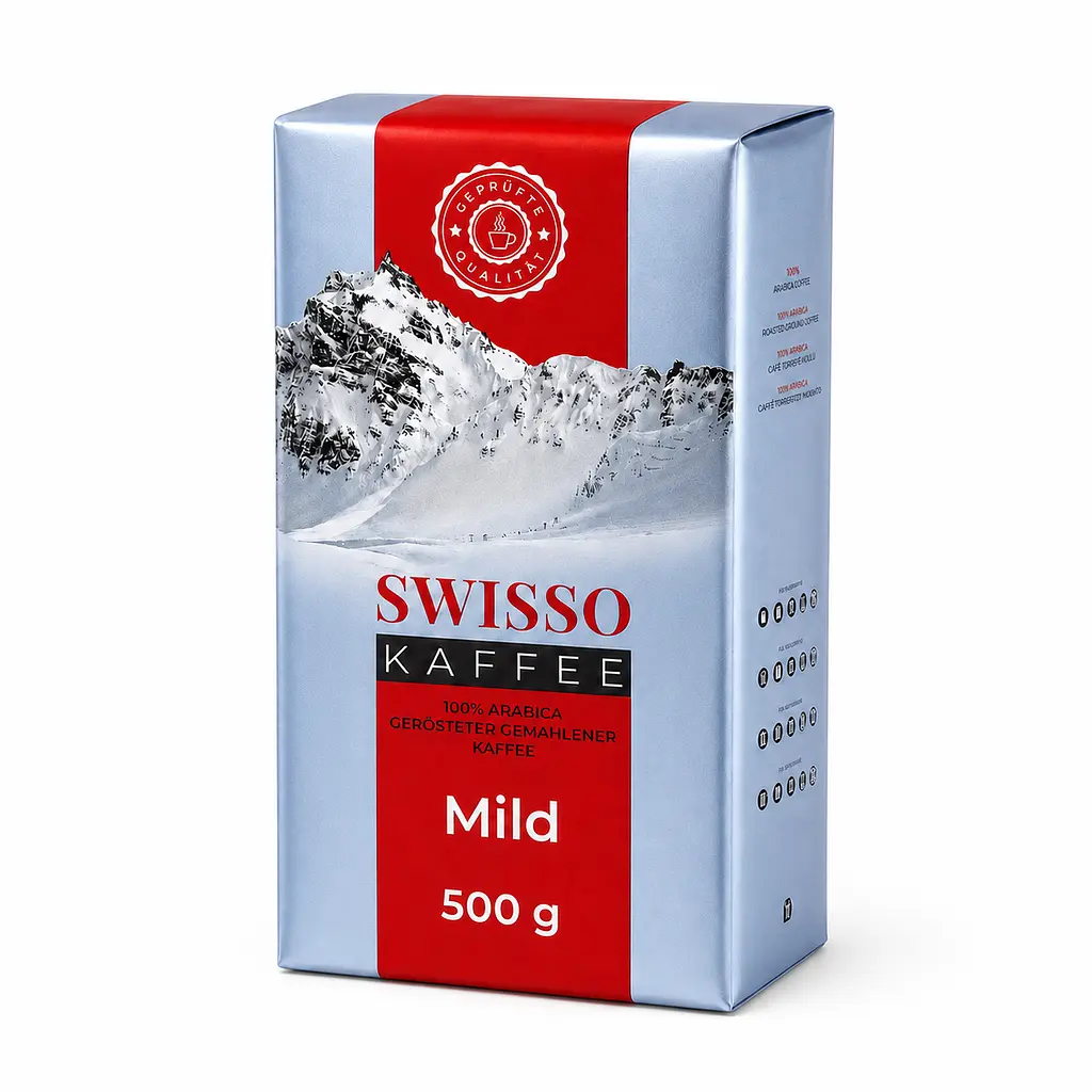 Кава мелена Swisso Kaffee Mild 100% Арабіка 500 г натуральна середнього обсмаження