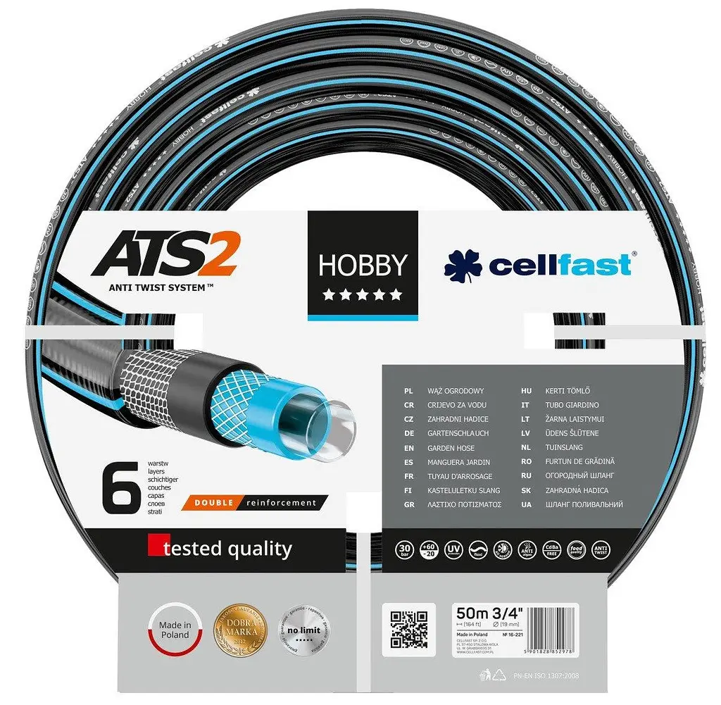 Шланг садовий HOBBY ATS 3/4' 50м 6 шарів до 30бар -20…+60°C Cellfast sad0001920 - фото 2