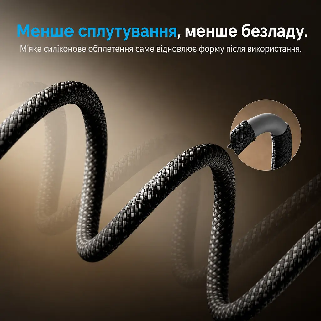 Кабель Vention TSGBG USB-C - USB-C PD 100 Вт 1,5 м чорний (TSGBG) - фото 6