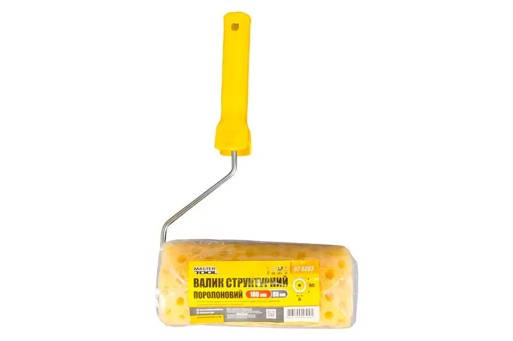 Малярний структурний структурний поролоновий Mastertool 80 х 180 мм горошок з ручкою - фото 3