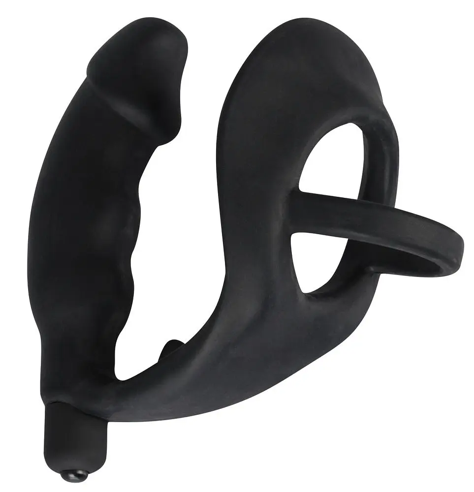 Ерекційне кільце з анальною пробкою Orion Black Velvets Ring Vibro Plug - фото 2
