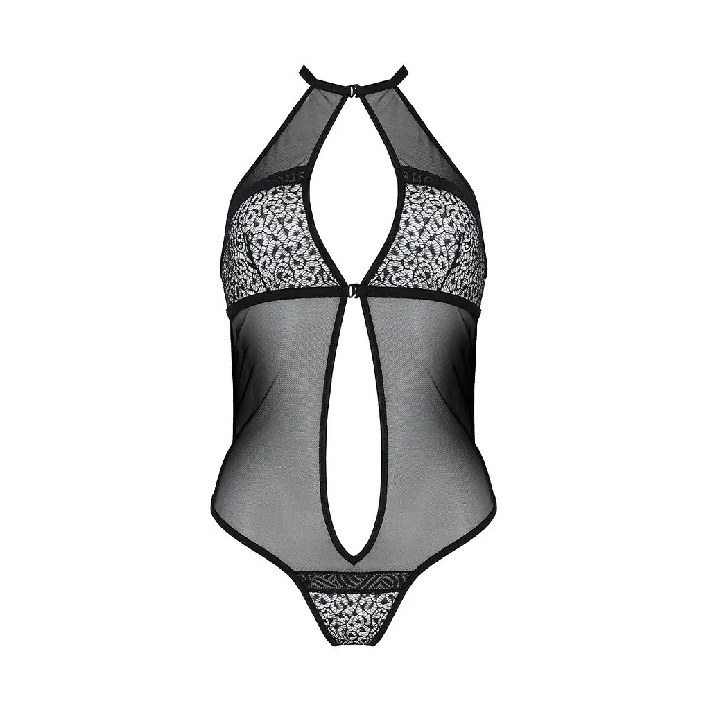 Сітчасте боді з мереживом на грудях Passion SATARA BODY S/M black - фото 3