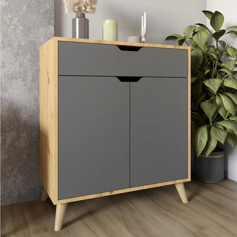 Комплект меблів для вітальні М-ЗОН Борн Дуб Артизан/Антрацит 5 предметів з ніжками кольору світлий горіх (MZN-031069) - фото 11