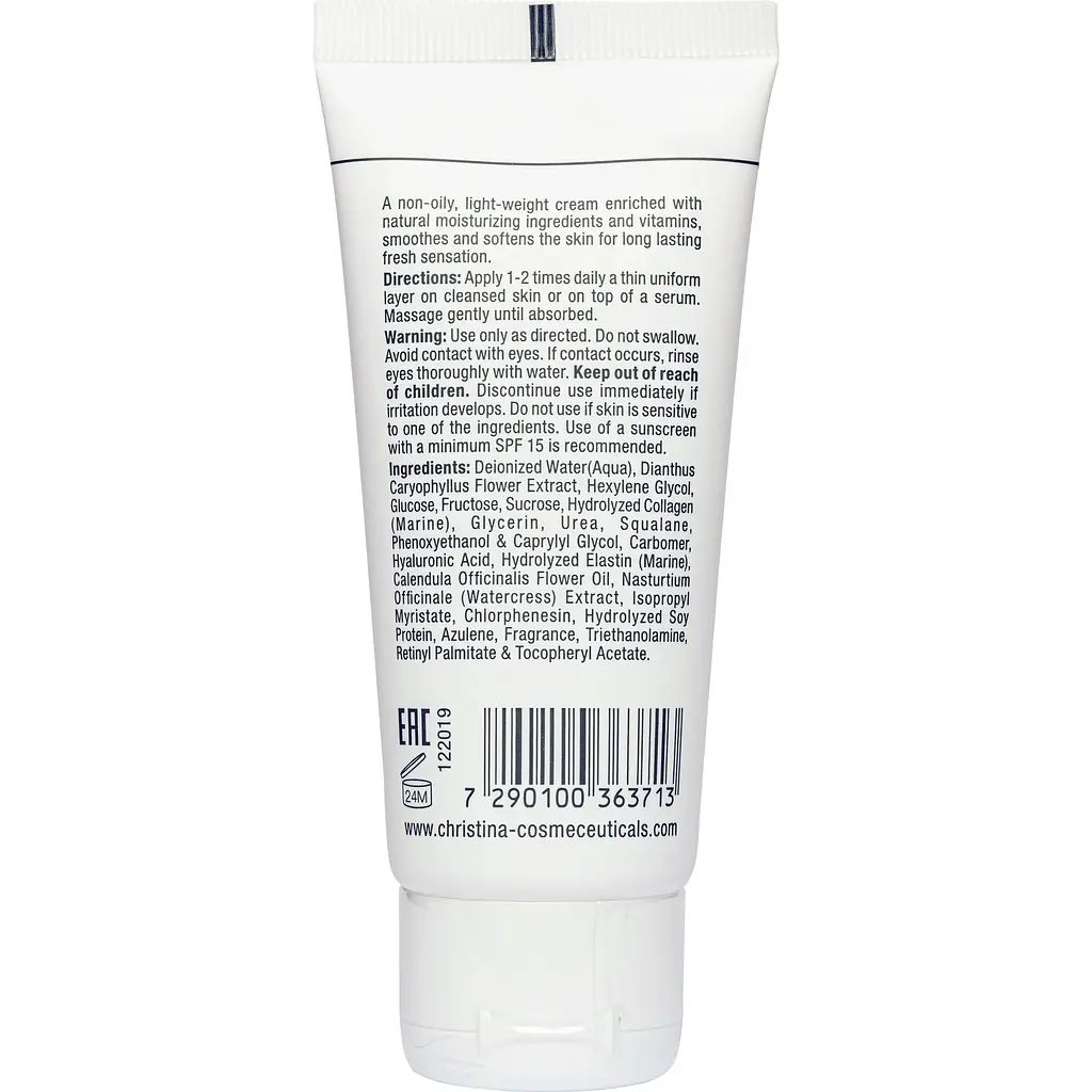 Зволожувальний крем для жирної шкіри Christina Elastin Collagen Placental Enzyme Moisture Cream with Vitamins A, E & HA 60 мл - фото 2