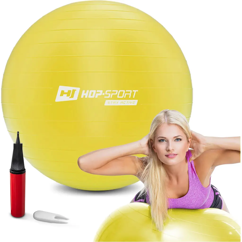Фітбол Hop-Sport 45см жовтий + насос 2020 - фото 6