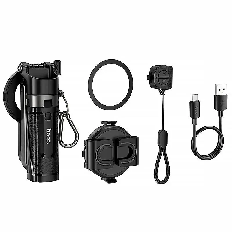 Монопод для селфі K27 Pro magnetic штатив + знімний BT пульт Black Hoco teh0029847 - фото 5