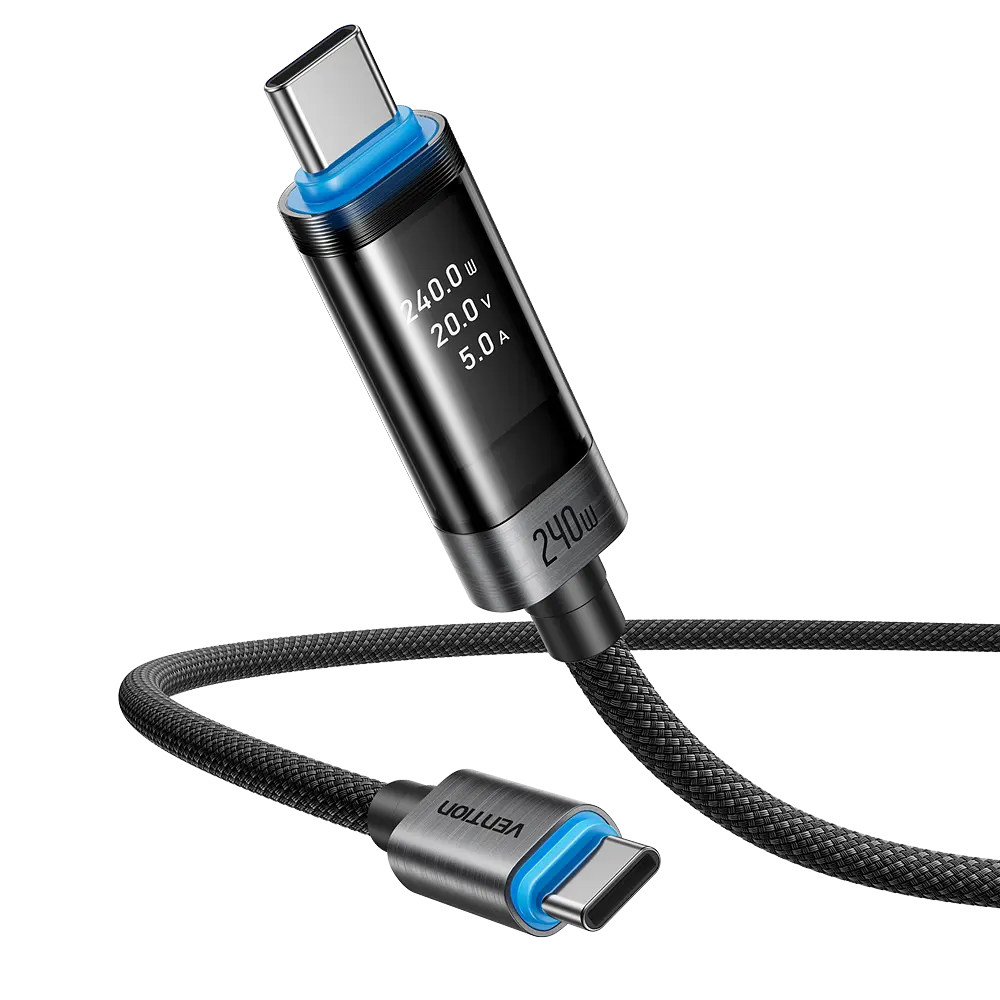 Кабель Vention TSIBF USB-C - USB-C PD 240 Вт з OLED-дисплеєм 1 м чорний (TSIBF)