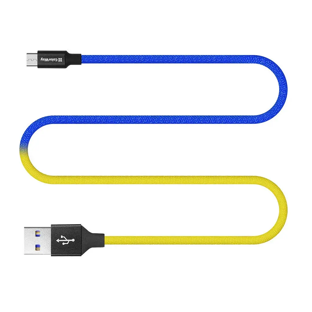 Дата кабель USB 2.0 AM to Micro 5P 1.0m National ColorWay (CW-CBUM052-BLY) - фото 5