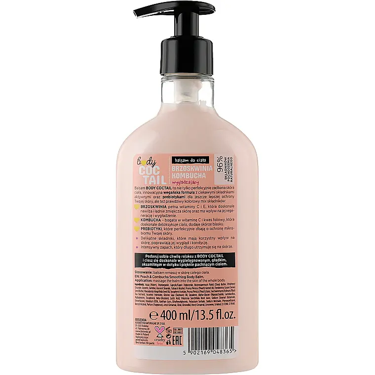 Лосьон для тела Bielenda Coctail Body Balsam Peach Kombucha персик-комбуча 400 мл - фото 2