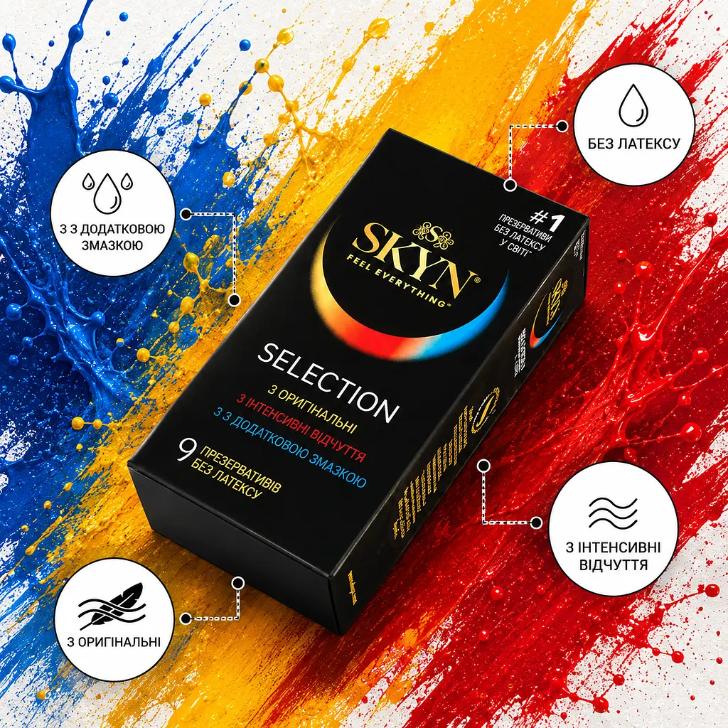 Презервативи SKYN Selection 9 шт — безлатексні ультратонкі презервативи Original Extra Moist Intense Feel набір - фото 2