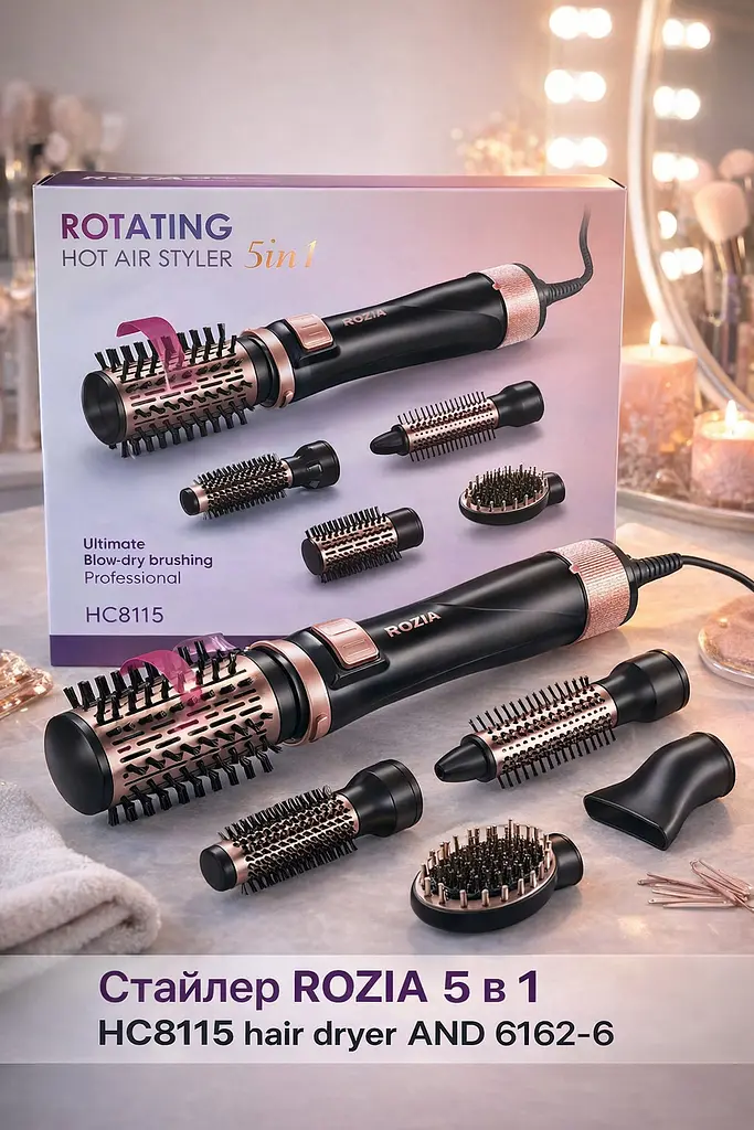 Фен-стайлер з обертовою насадкою ROZIA 5 в 1 HC8115 hair dryer AND-6162-6 - фото 3