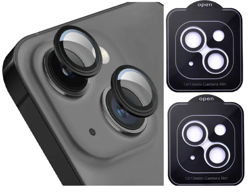 Захисне скло DK для Apple iPhone 13 на камеру Lens Metal Ring Eagle Eye 015731 black 2 шт. - фото 2