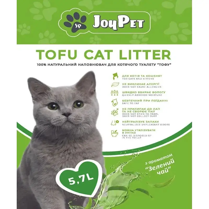 Наполнитель для кошачьего туалета JoyPet Tofu Зеленый чай натуральний 5.7л - фото 2