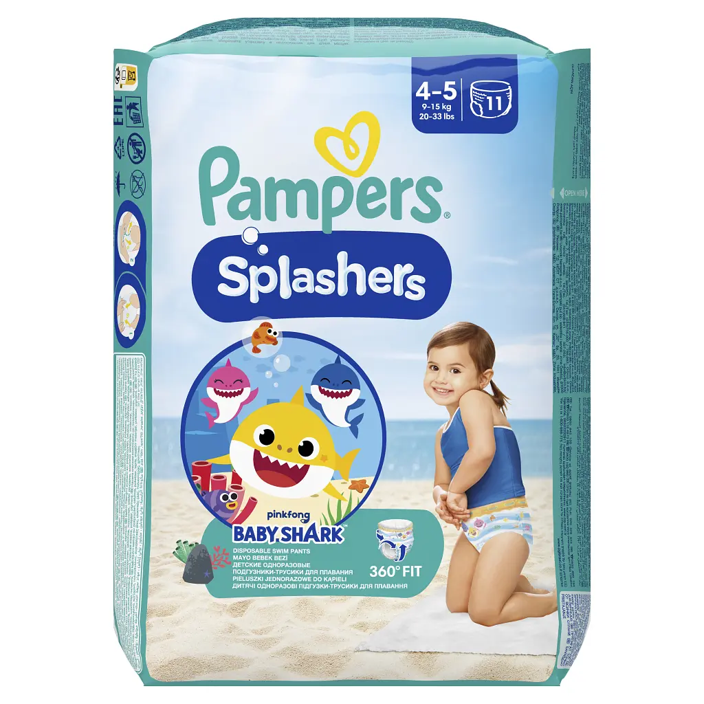 Підгузки Pampers для плавання Splashers Розмір 4-5 (9-15 кг) 11 шт (8001090698384) - фото 2