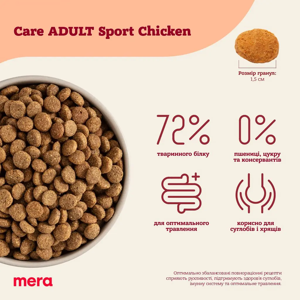 Сухой корм для собак Mera Care Adult Sport Chicken с курицей 1 кг  - фото 3