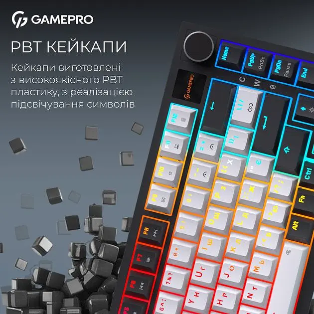 Клавіатура бездротова GamePro Asgard Valhalla Pro 75% Wireless/Bluetooth/USB White with display (MK160W-D-Pro) - фото 9