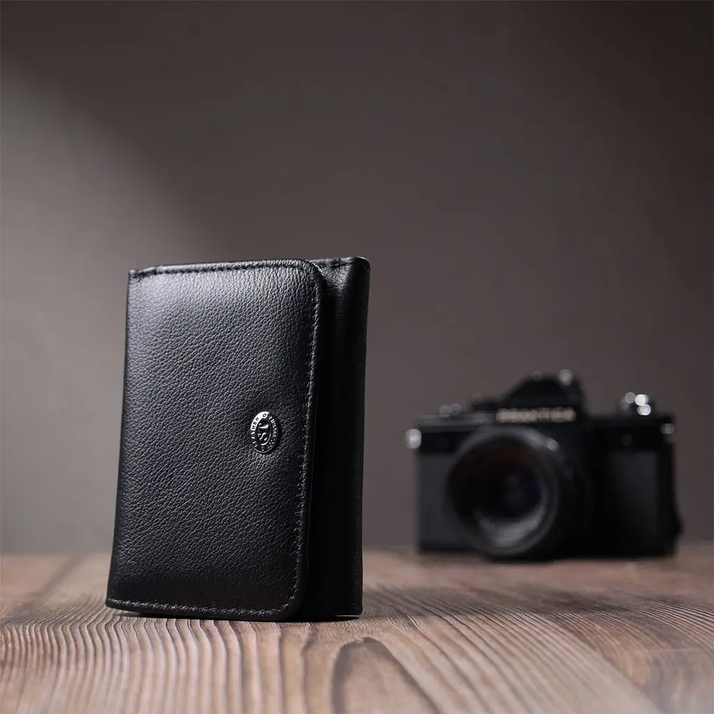 Гаманець для жінок з натуральної шкіри горизонтального формату ST Leather 22722 чорний - фото 10