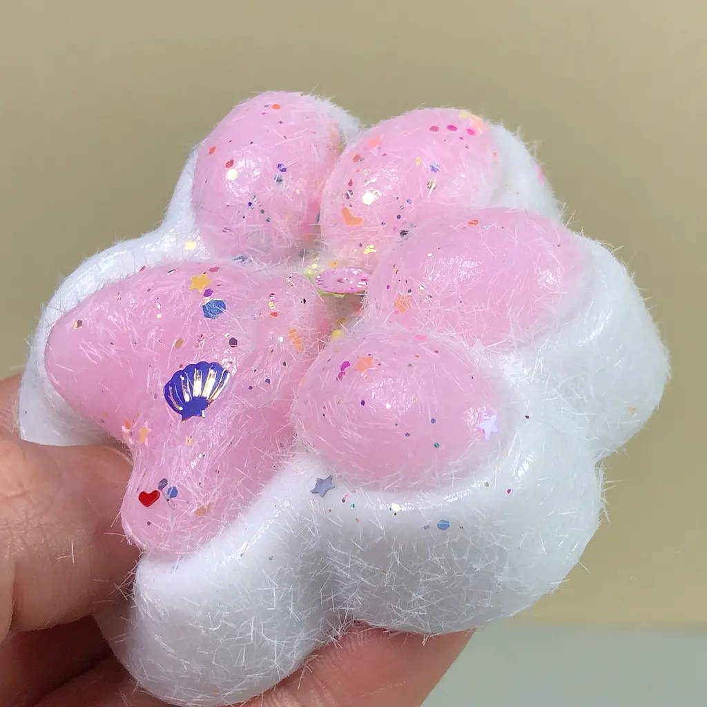 Сквіш антістрес UFT Squish Cat Paw Fluffy 8 Пухнаста лапка White / Pink - фото 4