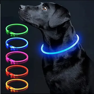 Нашийник з LED-підсвічуванням та USB-заряджанням 35 см синій - фото 2