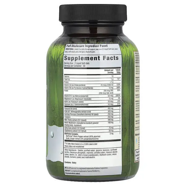 Вітаміни для жінок KSM-66 Ashwagandha + Evening Primrose 60 Liquid Soft-Gels Irwin Naturals vit0006226 - фото 2