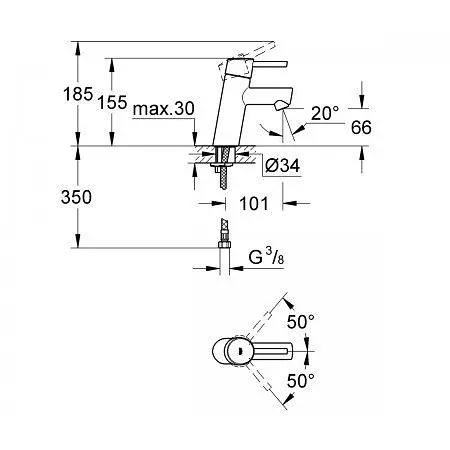 Змішувач для раковини Grohe Concetto 3220610E, Хром - фото 2