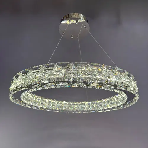 Люстра Linisoln 7896-600 метал, кришталь LED 50Вт 10-12 кв. м, пульт керування dimmer, висота 120-50 см, ширина 60 см - фото 2