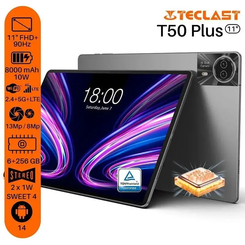 Планшет Teclast T50 Plus 11" 6ГБ 256ГБ LTE 8000мАгод Android сірий - фото 3