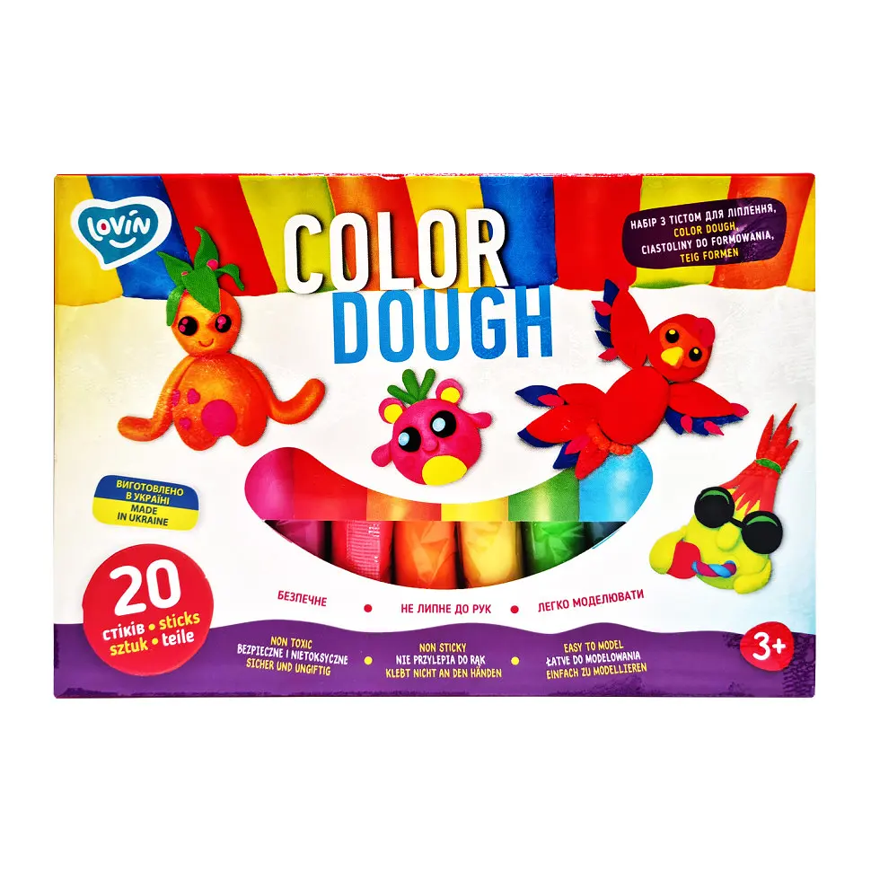 Набор для лепки с тестом Lovin Color Dough 41204, 20 стиков. - фото 3