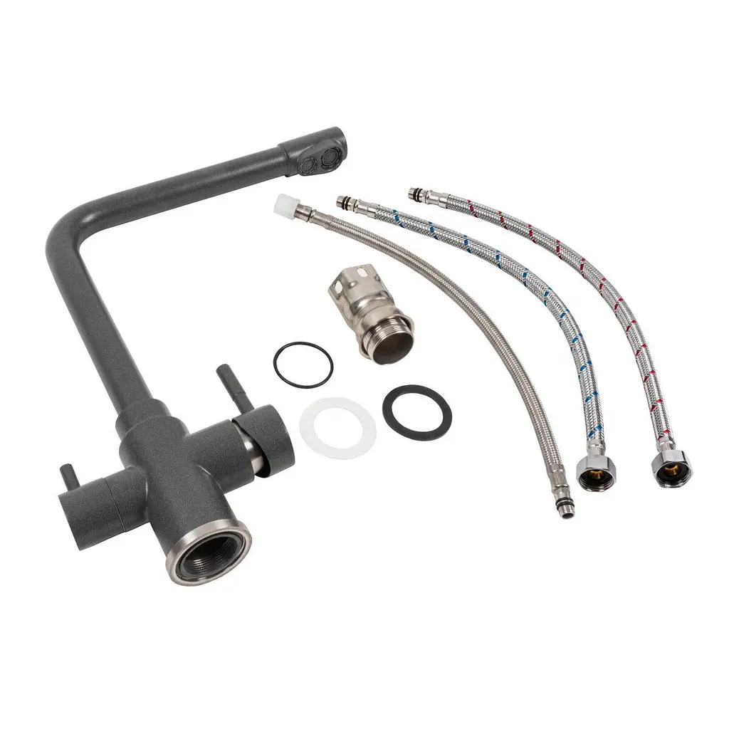 Смеситель под фильтр Platinum KT 8201 (8626) поворотный двухрычажный из нержавеющей стали - фото 2