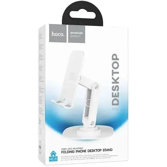 Тримач для телефона Hoco Winner dual-axis rotating desktop stand HD6 4.5-7" Білий - фото 4