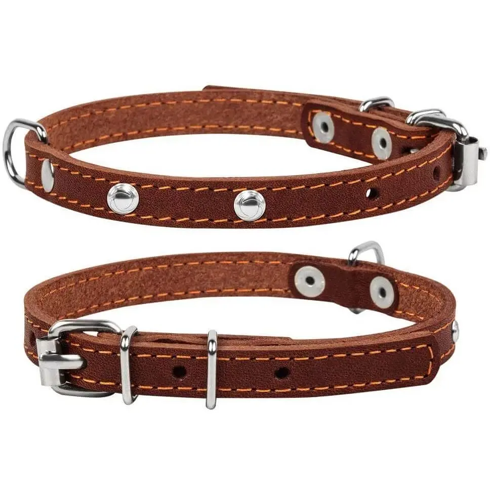 Нашийник Collar одинарний з прикрасами, 27-35х1,4 см, коричневий - фото 1