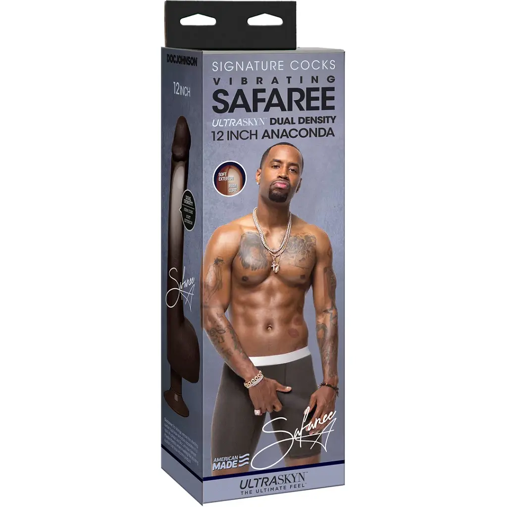 Вібратор Doc Johnson Signature Cocks Vibrating Safaree Samuels Anaconda 12 30.4 см коричневий - фото 2