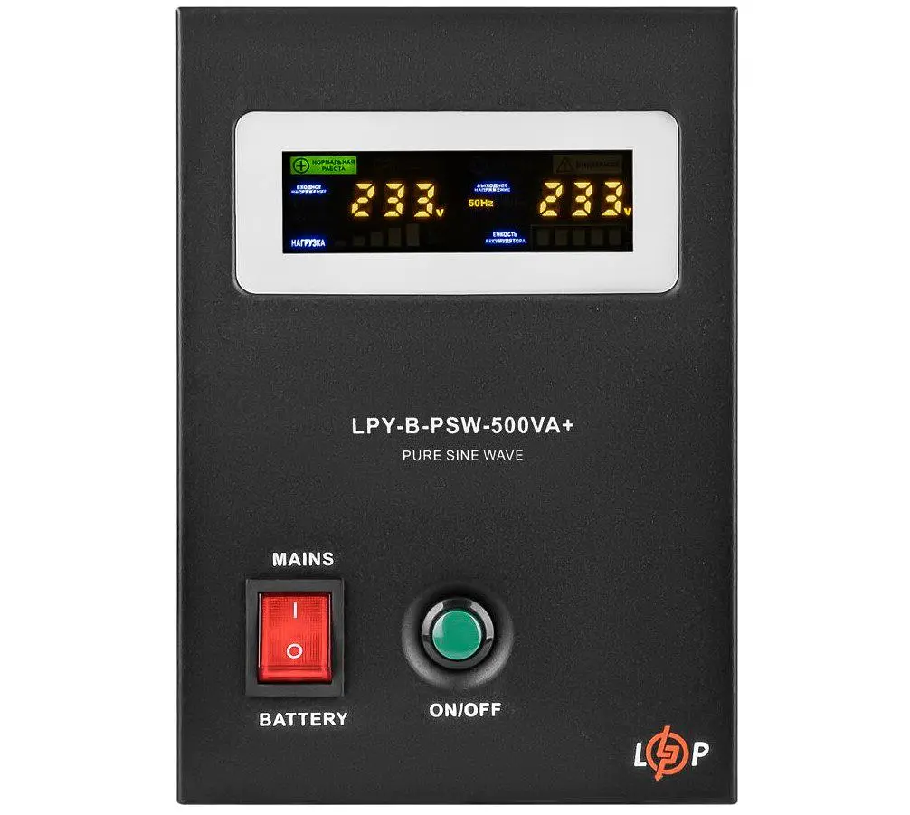 Джерело безперебійного живлення з правильною синусоїдою LogicPower LPYBPSW-500VA 350Вт, LCD, 12V під зовнішній АКБ, заряд 10А - фото 2