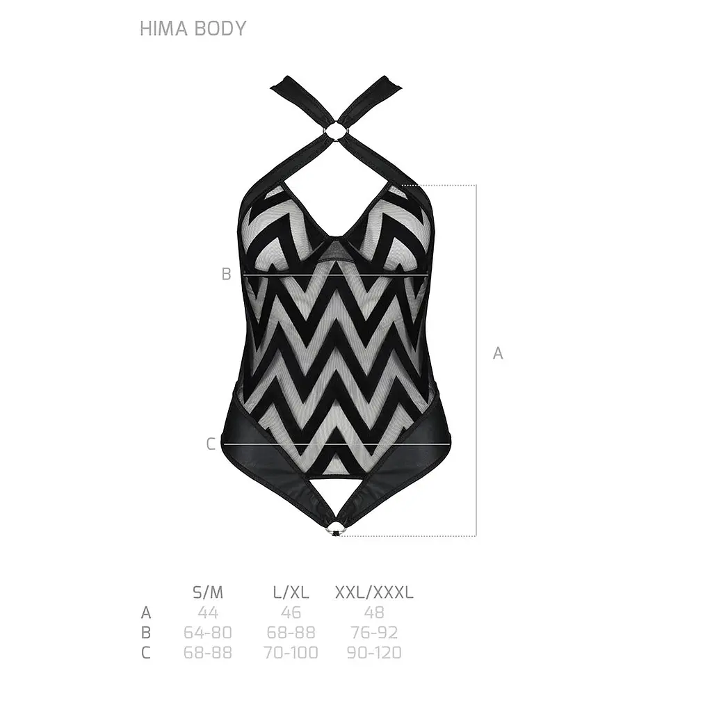 Сітчастий боді з халтером та ритмічним малюнком Passion Hima Body XXL/XXXL, black - фото 5