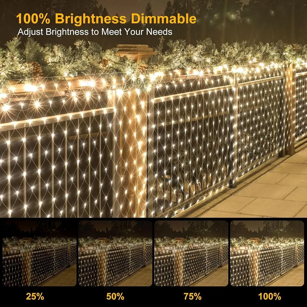 6X2M 300LEDs Великі сітчасті вогні на відкритому повітрі для кущів Підключення, на відкритому повітрі сітка Сітчасте світло - фото 3