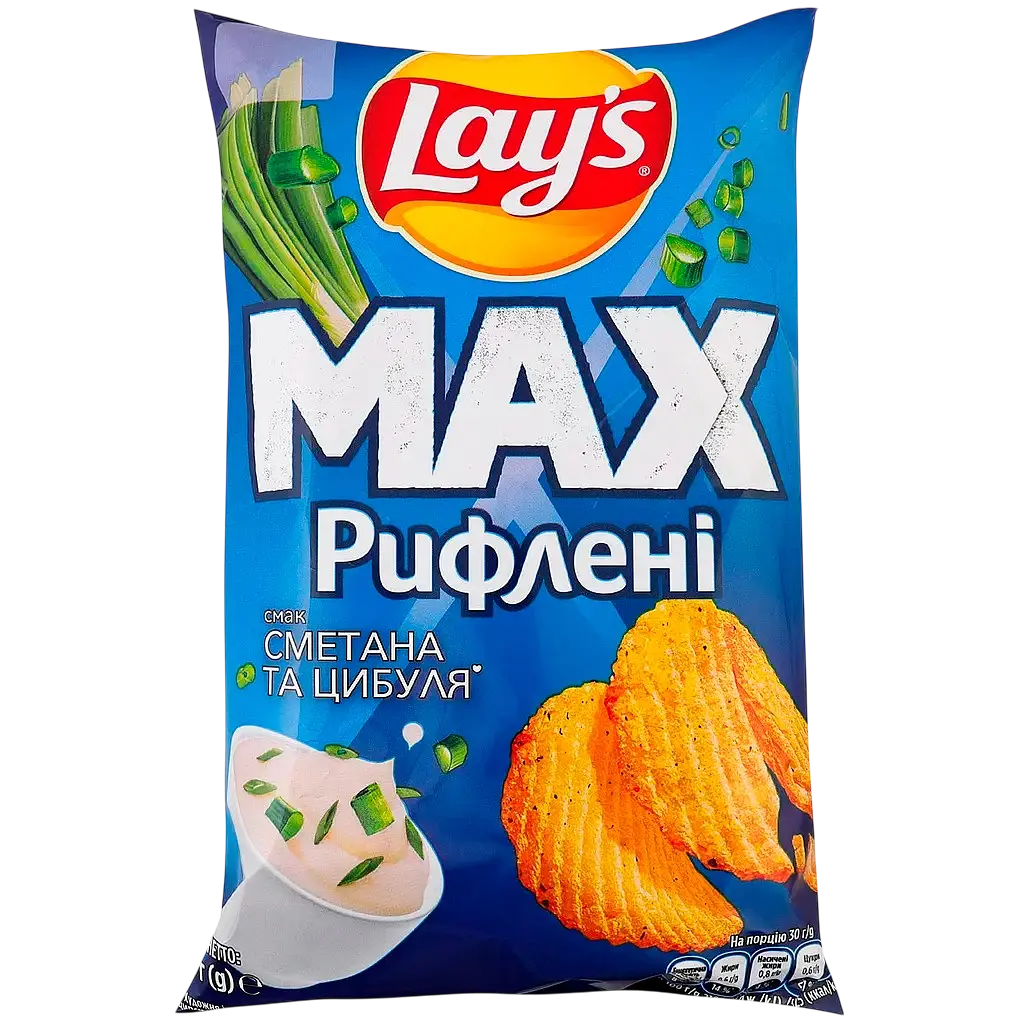 Набор: чипсы Lays Max Deep-cut Сальса Рифленые картофельные 95 г + чипсы Lays Max Рифленые Королевский сыр картофельные 95 г + чипсы Lays Max Рифленные Сметана и лук картофельные 95 г - фото 4