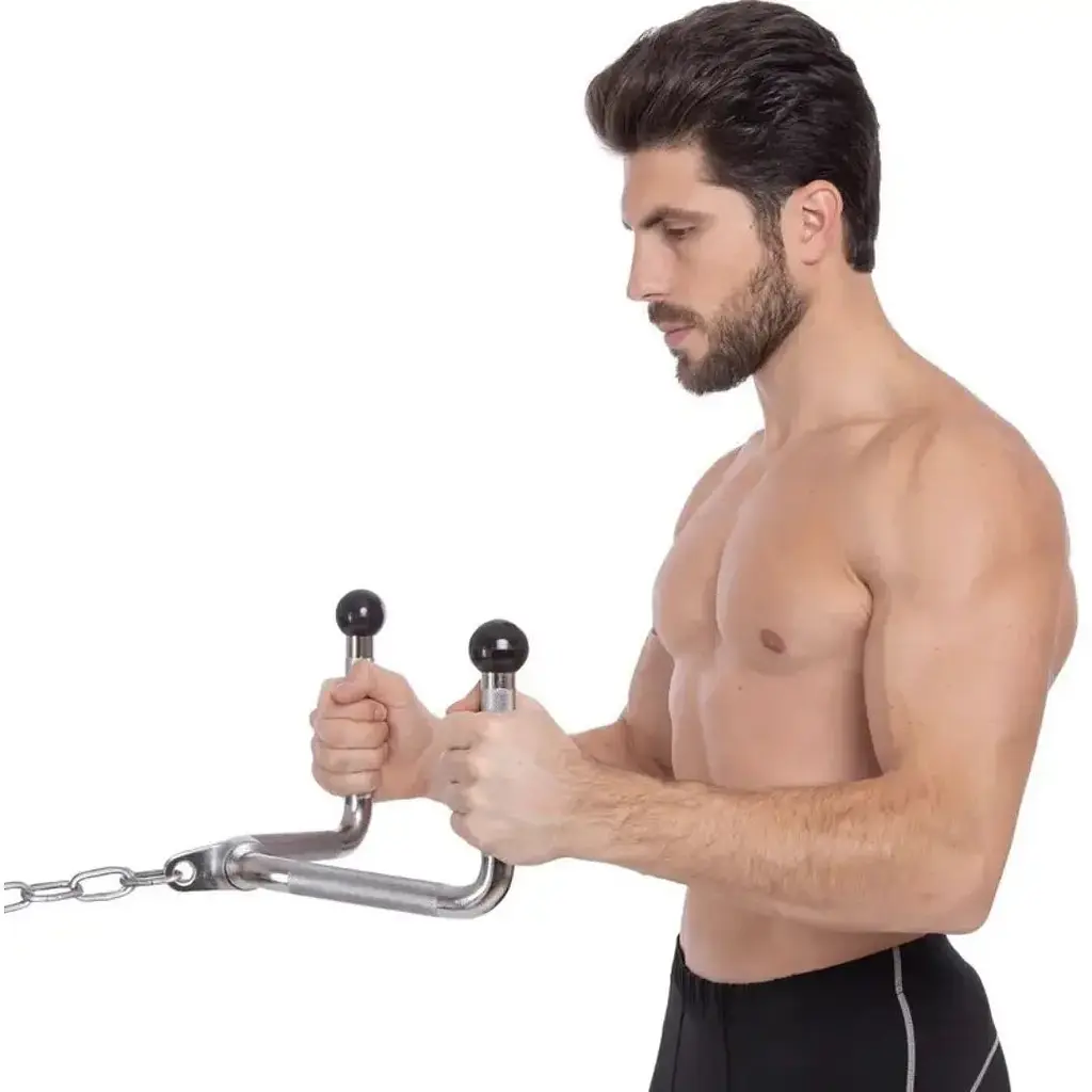 Ручка для нижньої тяги York Fitness Multi-Purpose багатофункціональна з гумовими наконечниками, хром - фото 6
