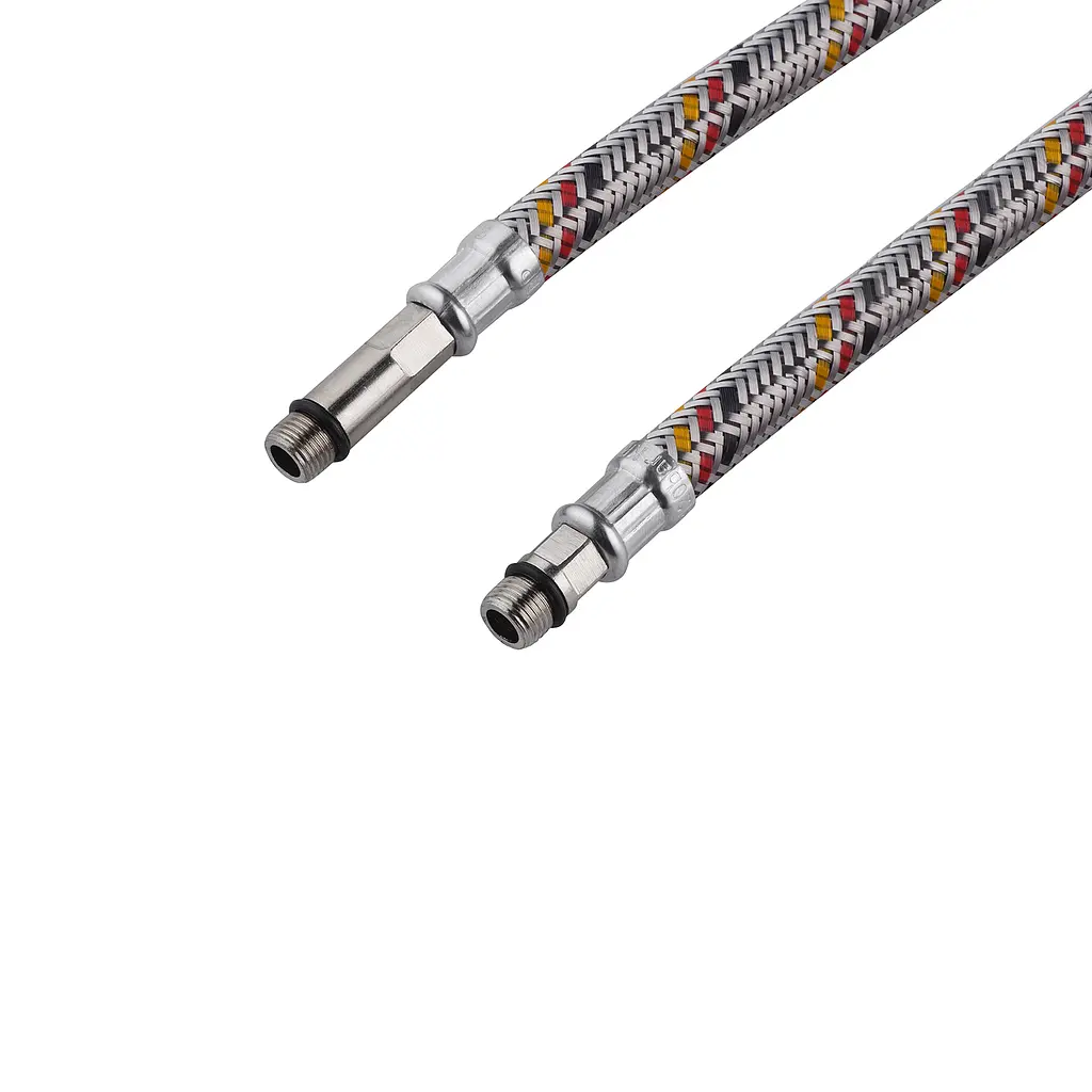 Гнучка підводка для підключення змішувача Kroner KRP 1/2"хМ10 ВЗ 60 см в обплетенні з нержавіючої сталі (пара) - фото 3