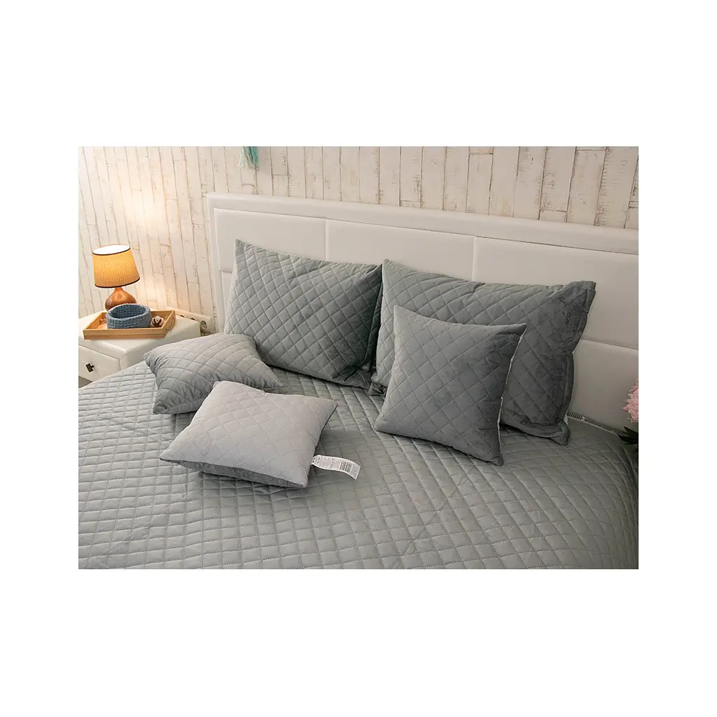 Покривало Руно двостороннє декоративне Velour Dark Grey ромб 150х220 см (360.55_Dark Grey ромб) - фото 7
