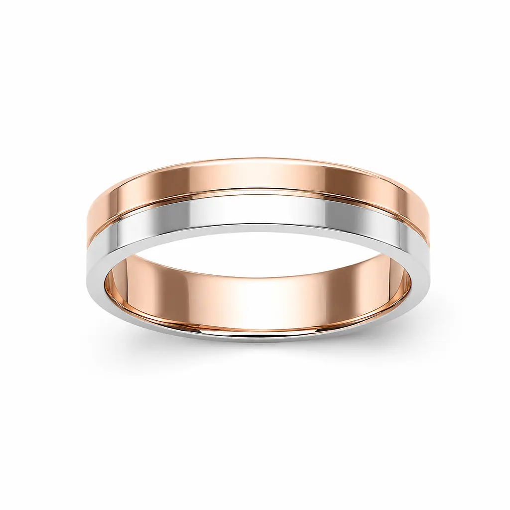 Чоловіче обручне кільце з червоного й білого золота К-0754 21 - фото 2
